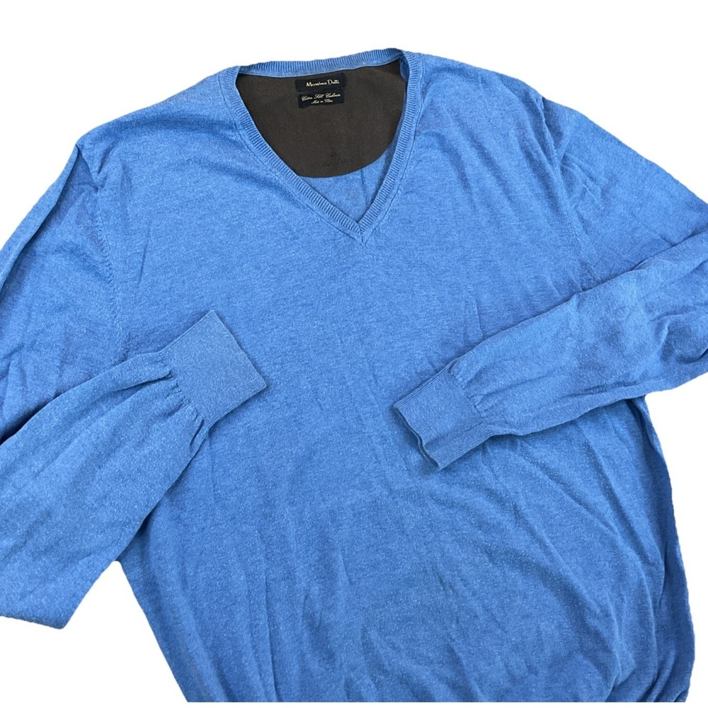 Massimo Dutti Sweater Men Sz M Pullover Cotton Silk Cashmere V-Neck Lightweight